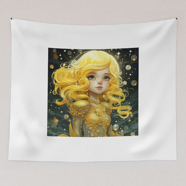 Item preview, A cartoon yellow mermaid girl  designed and sold by aiphotosart.