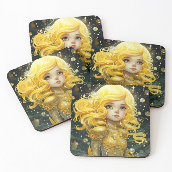 Item preview, A cartoon yellow mermaid girl  designed and sold by aiphotosart.