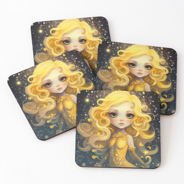 Item preview, A cartoon yellow mermaid girl designed and sold by aiphotosart.