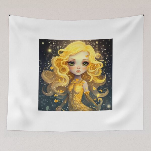 Item preview, A cartoon yellow mermaid girl designed and sold by aiphotosart.