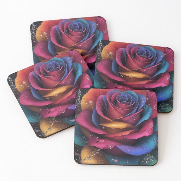 Item preview, Dewy Rainbow Rose on Black Canvas designed and sold by GpopzRawArt.