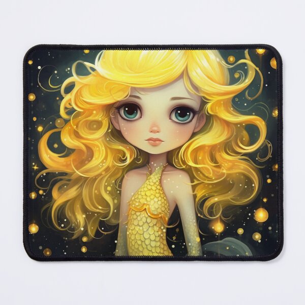 Item preview, A cartoon yellow mermaid girl  designed and sold by aiphotosart.