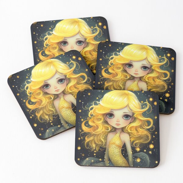 Item preview, A cartoon yellow mermaid girl  designed and sold by aiphotosart.
