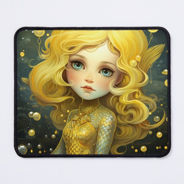Item preview, A cartoon yellow mermaid girl  designed and sold by aiphotosart.