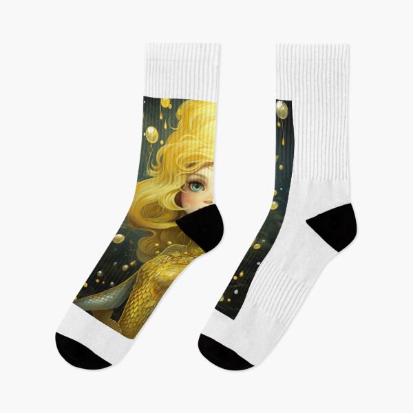 Item preview, A cartoon yellow mermaid girl  designed and sold by aiphotosart.