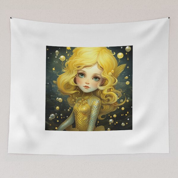Item preview, A cartoon yellow mermaid girl  designed and sold by aiphotosart.