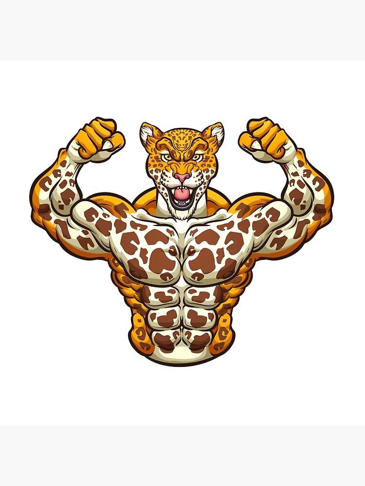 Fitness Muscle Leopard Character Cartoon Illustration Stock Vector