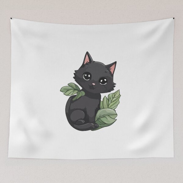 Item preview, Cute Black Kitten with Plants designed and sold by elmma design.
