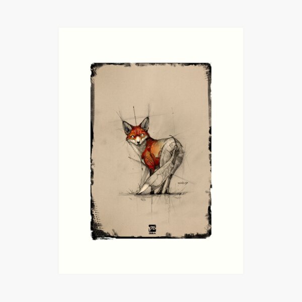 fox sketch frame psdelux Art Print