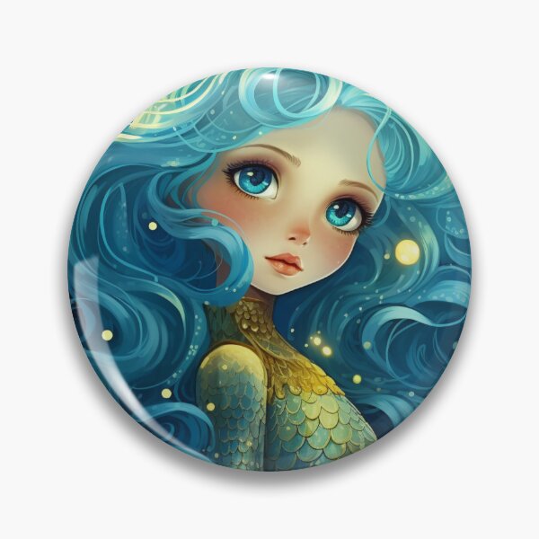 Item preview, A cartoon blue mermaid girl  designed and sold by aiphotosart.