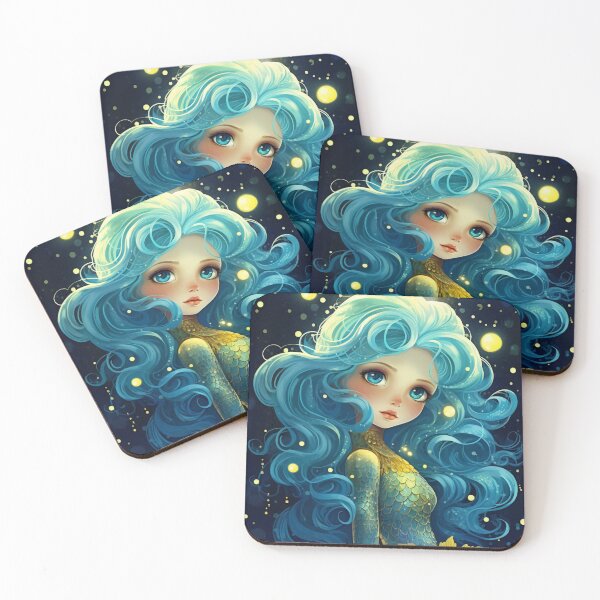Item preview, A cartoon blue mermaid girl  designed and sold by aiphotosart.