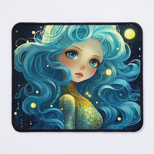 Item preview, A cartoon blue mermaid girl  designed and sold by aiphotosart.
