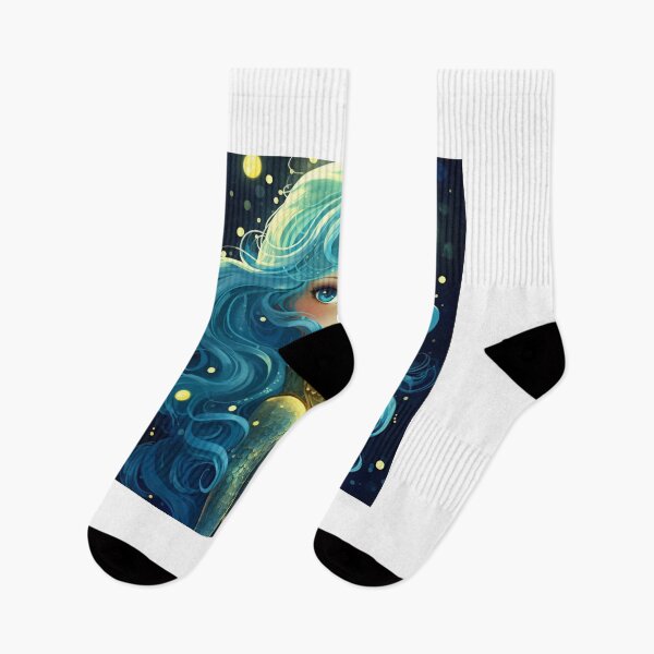 Item preview, A cartoon blue mermaid girl  designed and sold by aiphotosart.