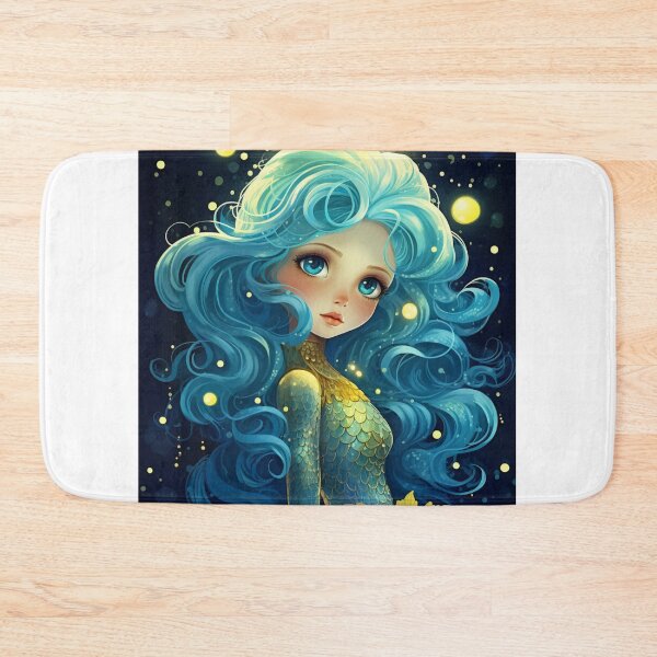 Item preview, A cartoon blue mermaid girl  designed and sold by aiphotosart.
