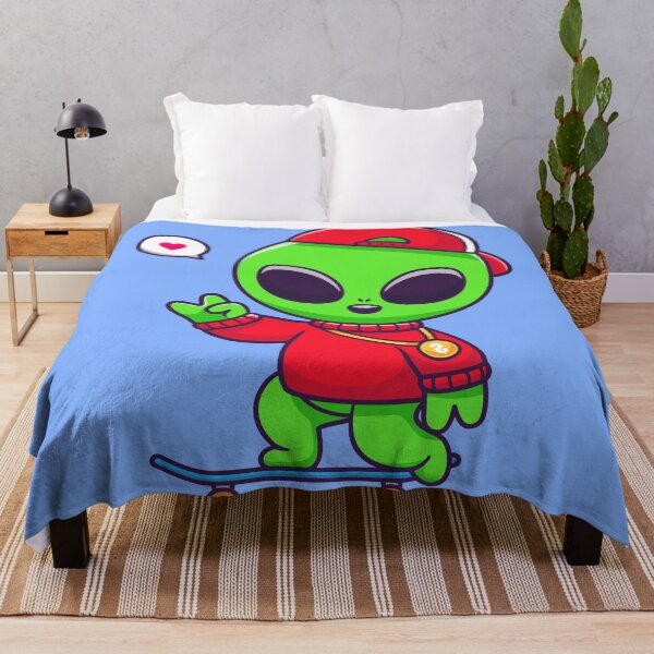 Item preview, Cool Alien Skateboarding Cartoon Vector Icon designed and sold by hjian8219.