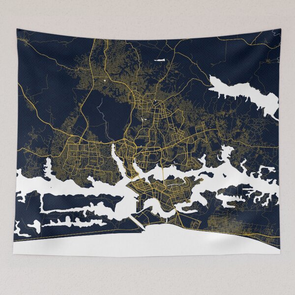 Item preview, Abidjan City Map of Cote d'Ivoire - Gold Art Deco designed and sold by deMAP.