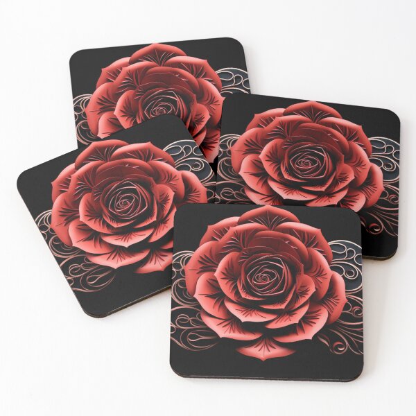 Item preview, Red Rose Flower, on a Black Background  designed and sold by helloPC.