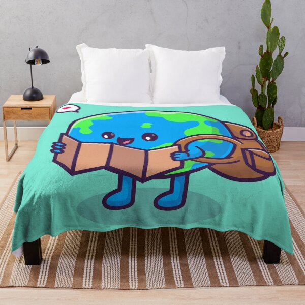 Item preview, Cute Earth Globe Backpacker with Map Cartoon Vector Icon designed and sold by hjian8219.