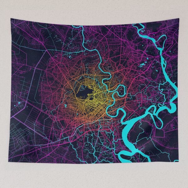Item preview, Mapa de la ciudad de Ho Chi Minh de Vietnam - Neón designed and sold by deMAP.
