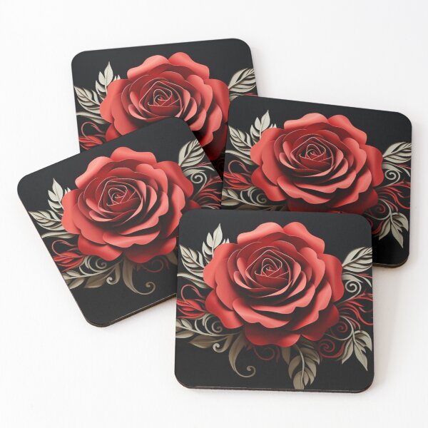 Item preview, Red Rose Flower, on a Black Background  designed and sold by helloPC.
