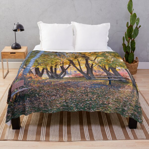 Item preview, Picnic Table in the Autumn Woods at Sunset designed and sold by Amy Mitchell.