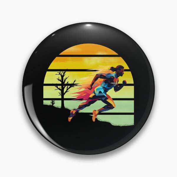 Item preview, Colorful Silhouette Sprint runner, sprinter in desert with retro vintage sunset sky behind designed and sold by Moe-Hagag.