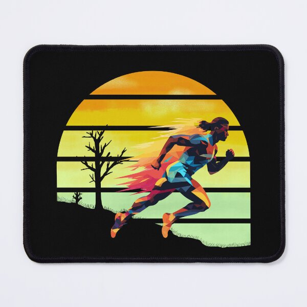 Item preview, Colorful Silhouette Sprint runner, sprinter in desert with retro vintage sunset sky behind designed and sold by Moe-Hagag.