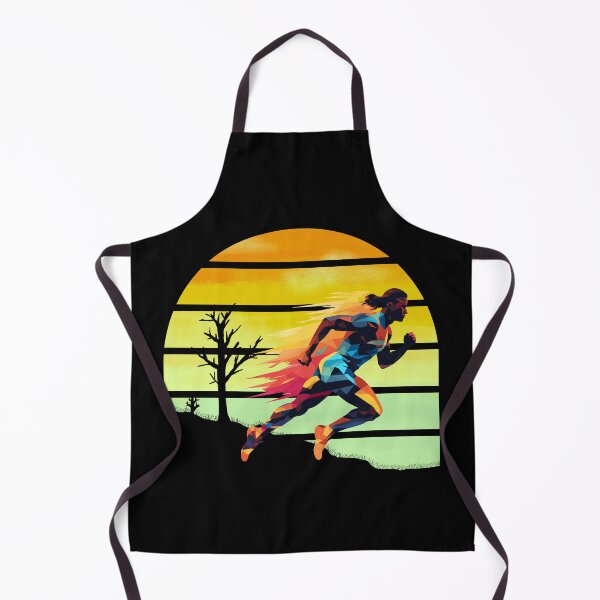 Item preview, Colorful Silhouette Sprint runner, sprinter in desert with retro vintage sunset sky behind designed and sold by Moe-Hagag.