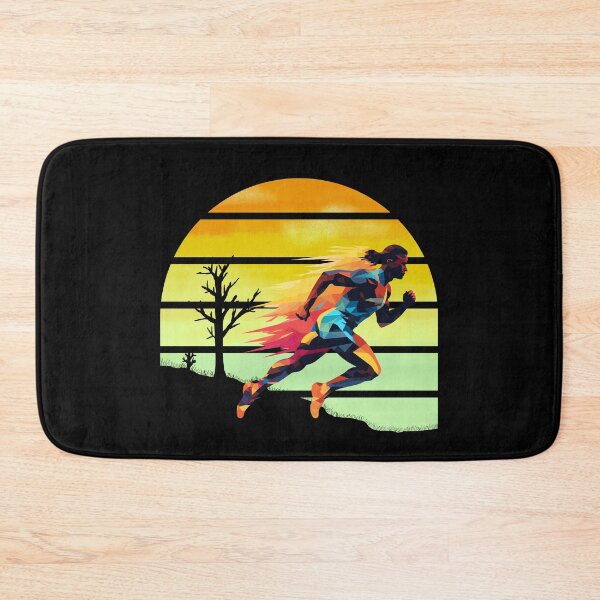 Item preview, Colorful Silhouette Sprint runner, sprinter in desert with retro vintage sunset sky behind designed and sold by Moe-Hagag.