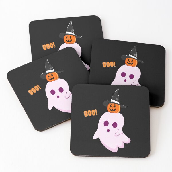 Item preview, Ghost Pumpkin Scene Halloween Boo! Cast T-Shirt_Black&white style designed and sold by DeJuin.