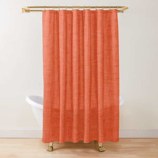 Plain orange linen texture Shower Curtain