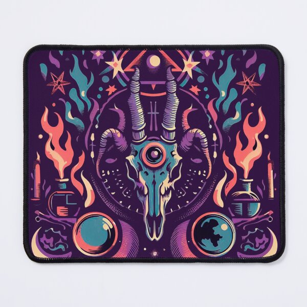 Item preview, Magical altar moon, fire, goat. An alchemical confluence. designed and sold by Wicc-a.