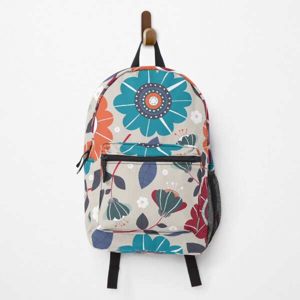 Item preview, big flowers retro orange and blue designed and sold by DianalargeART.