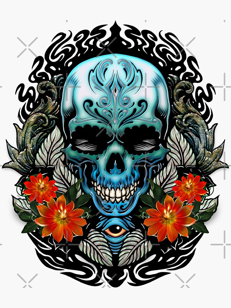 Totenkopf mit Blütendesign