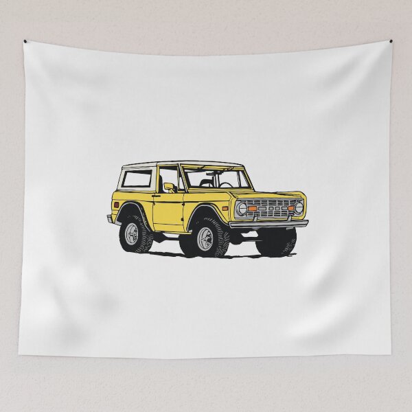 Item preview, Vintage Yellow Ford Bronco Line Drawing designed and sold by elmma design.