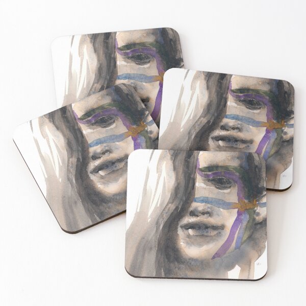 Item preview, On Her Face is a Map of the Subway System Surreal Watercolor Portrait designed and sold by Valerie Englehart.