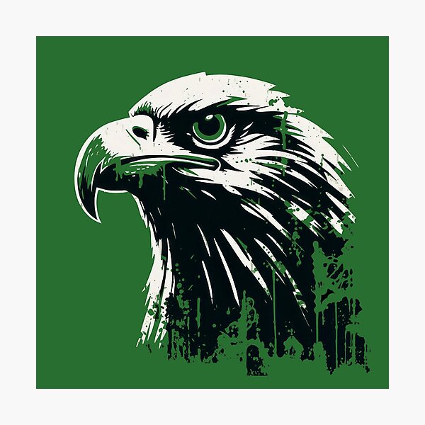Item preview, the Head of a Green Eagle in Grunge Print in the Style of Stencil and Spray Paint designed and sold by MagicColorPrint.