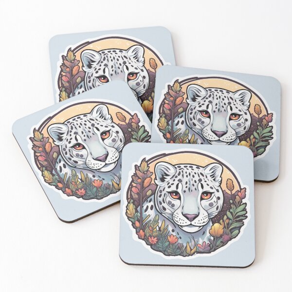 Item preview, Snow leopard surrounded by wild flowers designed and sold by WildStudiio.