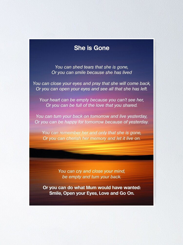 she is gone funeral poem for mum p=poster