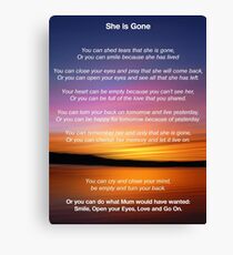 She is Gone - Funeral Poem for Mum Canvas Print