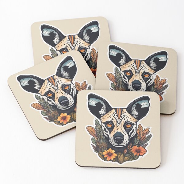 Item preview, Wild african dog with flowers designed and sold by WildStudiio.