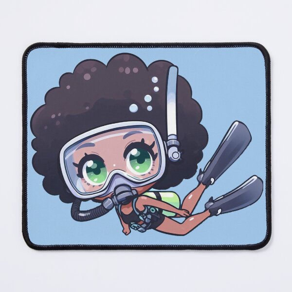 Item preview, Cute Anime African American Diver Girl designed and sold by andydavistech.