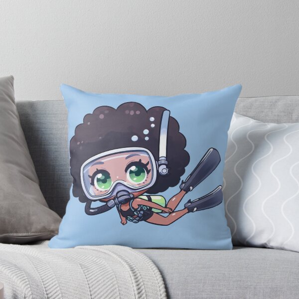 Item preview, Cute Anime African American Diver Girl designed and sold by andydavistech.