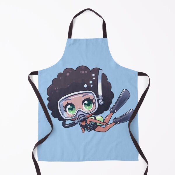 Item preview, Cute Anime African American Diver Girl designed and sold by andydavistech.