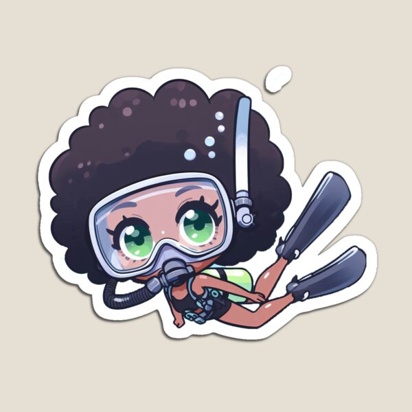 Item preview, Cute Anime African American Diver Girl designed and sold by andydavistech.