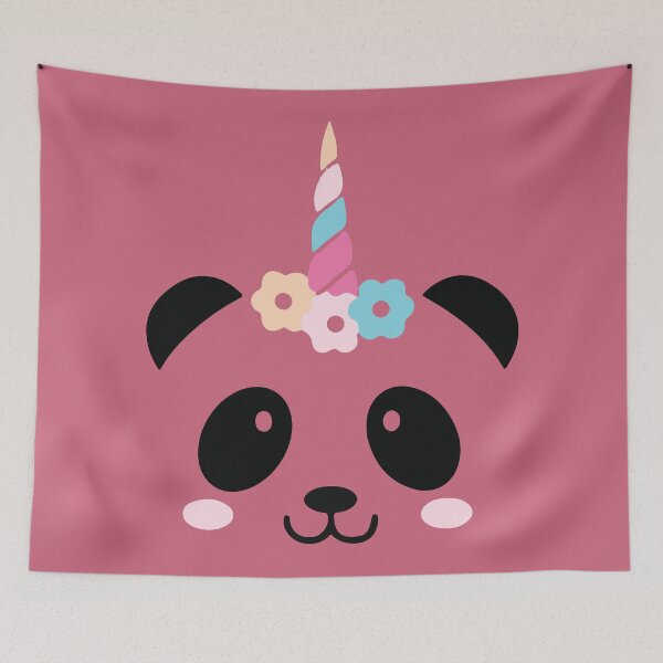 Item preview, rose color panda pandacorn unicorn horn designed and sold by PineLemon.