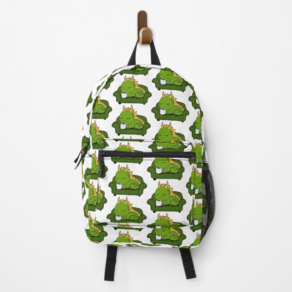 Item preview, Stock Illustration Emoji character cartoon green dragon dinosaur lying on the sofa with a cup sticker designed and sold by Innamalinka.