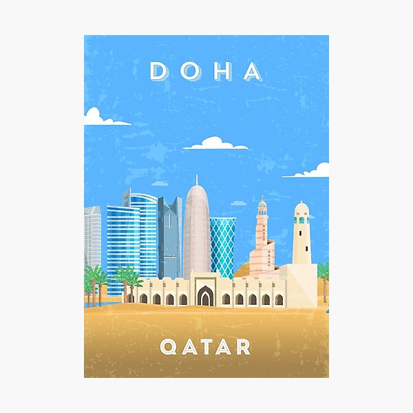 Item preview, Doha, Qatar — Retro travel minimalist poster designed and sold by GreekTavern1979.