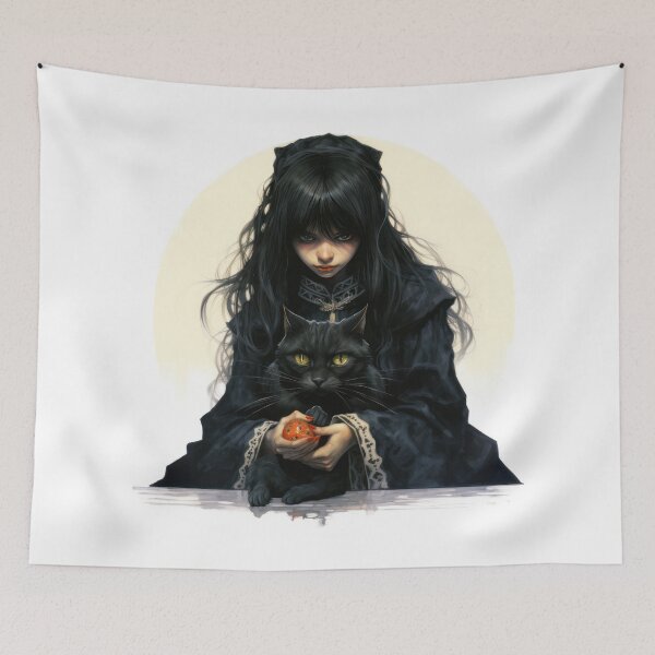Item preview, Intense girl with her wise cat designed and sold by Extraordinarym.