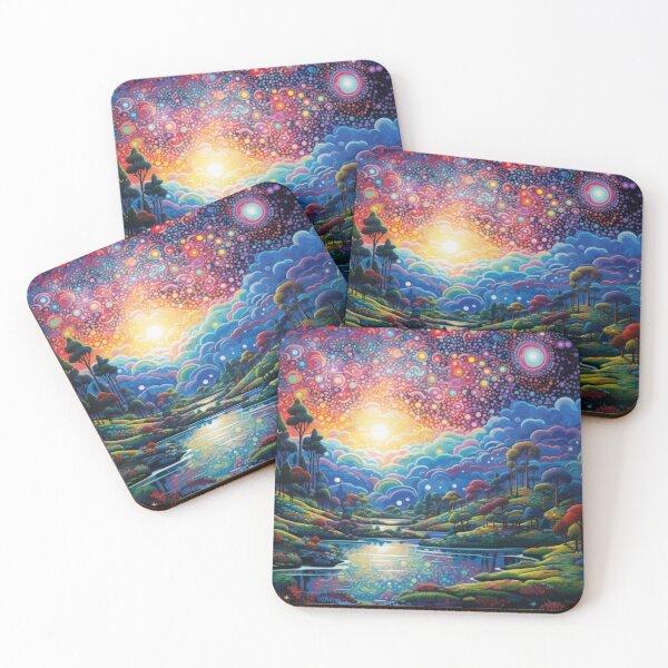 Item preview, Pointillism painting of surreal landscape designed and sold by Whimsicalhub.